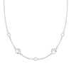 Grand & Classic 14k white gold 1.17 mm cable chain necklace featuring three 4 mm & two 6 mm briolette cut gemstones