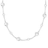 Grand & Classic 14k white gold 1.17 mm cable chain necklace featuring five 4 mm and five 6 mm briolette cut gemstones