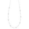 Grand & Classic 14k white gold 1.17 mm cable chain necklace featuring eight 4 mm and eight 6 mm bezel set gemstones