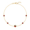Grand & Classic bracelet featuring one 6 mm and four 4 mm Garnets bezel set in 14k yellow gold - front view