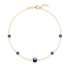 Grand & Classic bracelet featuring one 6 mm and four 4 mm Sapphires bezel set in 14k yellow gold - front view
