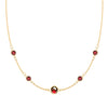 Grand & Classic necklace featuring one 6 mm and four 4 mm Garnets bezel set in 14k yellow gold - front view