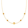 Grand & Classic necklace featuring one 6 mm and four 4 mm Citrines bezel set in 14k yellow gold - front view