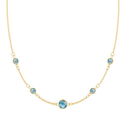 1 Grand & 4 Classic Nantucket Blue Topaz Necklace in 14k Gold (December)