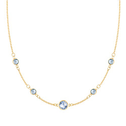 1 Grand & 4 Classic Aquamarine Necklace in 14k Gold (March)