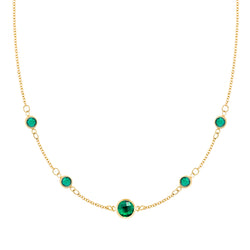 1 Grand & 4 Classic Emerald Necklace in 14k Gold (May)