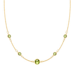 1 Grand & 4 Classic Peridot Necklace in 14k Gold (August)