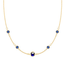 1 Grand & 4 Classic Sapphire Necklace in 14k Gold (September)