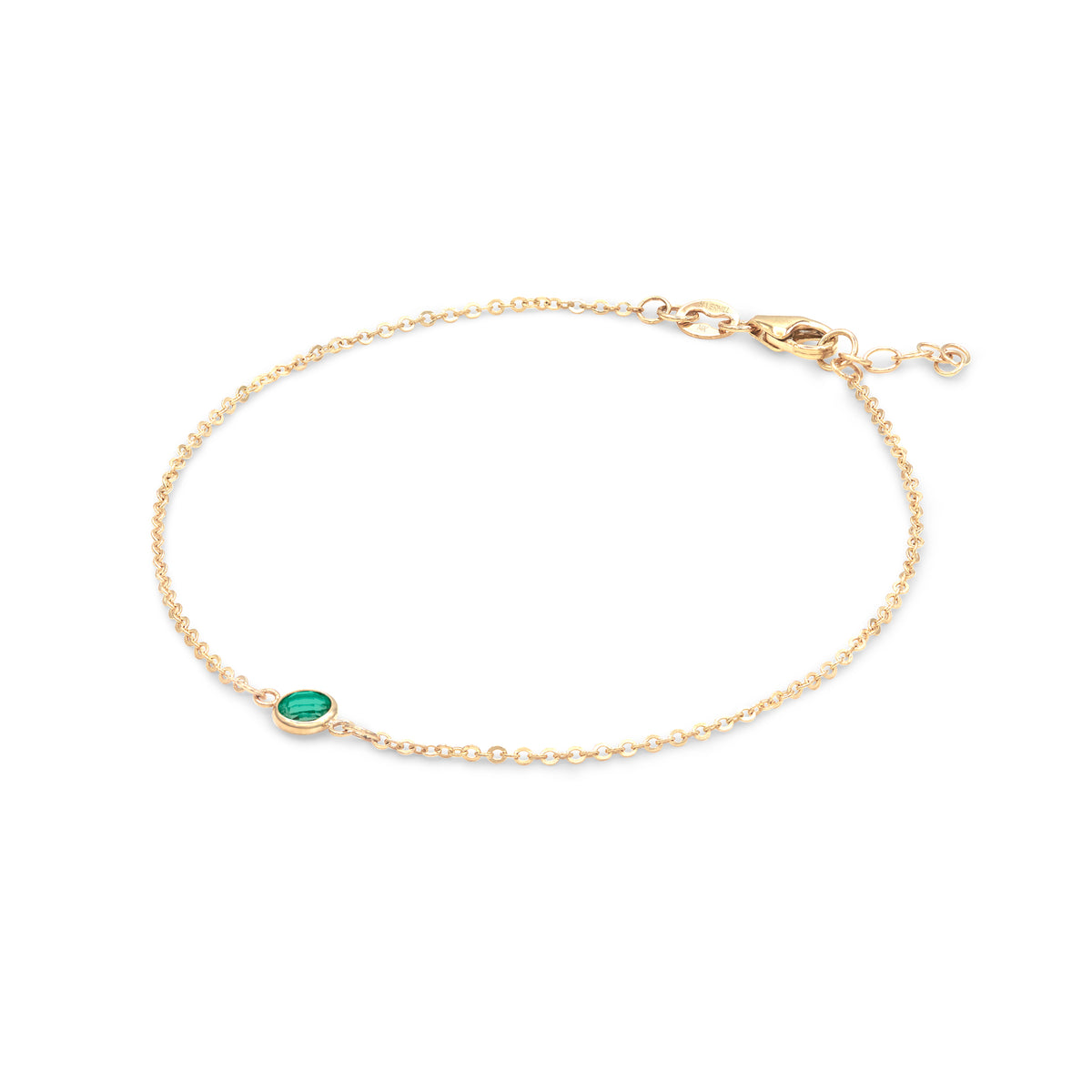 Classic 1 Emerald Bracelet in 14k Gold (May)