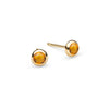 Pair of Birthstone Stud Earrings featuring 4 mm briolette cut Citrines bezel set in 14k yellow gold - front view