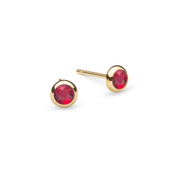 Ruby Birthstone Stud Earrings in 14k Yellow Gold (July)