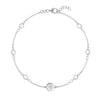 14k white gold Classic bracelet featuring six birthstones and one 1/4” flat disc, engraved with a four leaf clover
