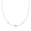 14k white gold Classic necklace featuring two birthstones and one 1/4” flat disc engraved with a four leaf clover
