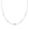 14k white gold Classic necklace featuring four birthstones and one 1/4” flat disc engraved with a four leaf clover