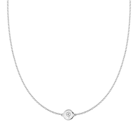 Clover Disc Necklace in 14k Gold - White Gold