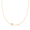 14k gold Classic necklace featuring one birthstone and one 1/4” flat disc engraved with a four leaf clover - front view