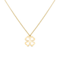 Flat Clover Pendant with Classic Chain in 14k Gold