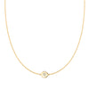 14k yellow gold 1.17 mm cable chain necklace featuring one 1/4” flat disc engraved with a four leaf clover - front view