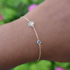Personalized Joy Over Everything Disc & Classic 1 Birthstone Bracelet in 14k Gold