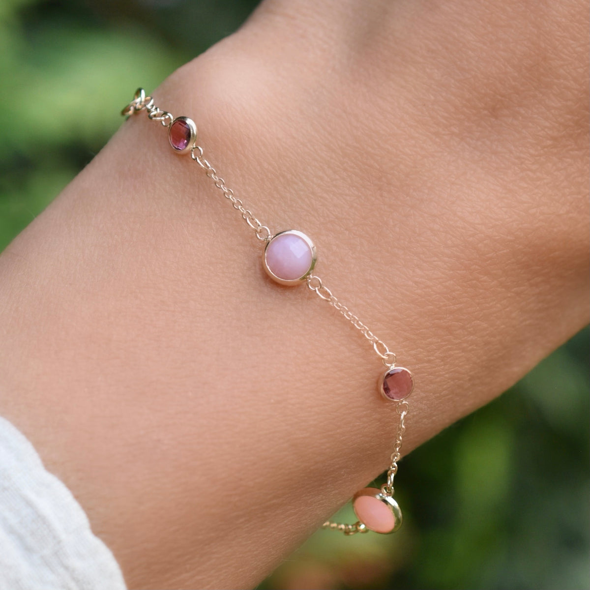 Bayberry Grand & Classic 7 Pink Opal & Pink Tourmaline Bracelet in 14k