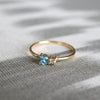 Greenwich Solitaire Nantucket Blue Topaz & Diamond Ring in 14k Gold (December)