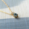 Greenwich Solitaire Nantucket Blue Topaz & Diamond Necklace in 14k Gold (December)