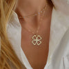 Large Flat Clover Pendant with Adelaide Mini Chain in 14k Gold