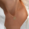 Flat Clover Pendant with Adelaide Mini Chain in 14k Gold