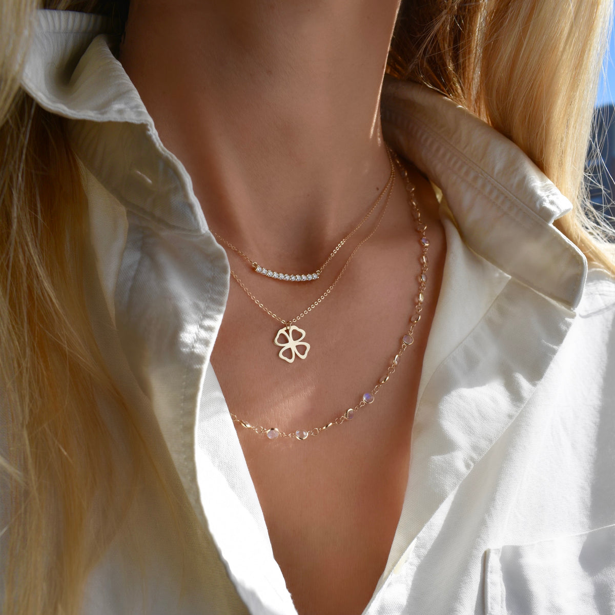 Diamond Four-Leaf Clover Pendant Necklace - Nuha Jewelers