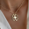 Large Flat Clover Pendant with ADELAIDE Chain in 14k Gold