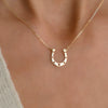 Large Flat Horseshoe Necklace in 14k Gold