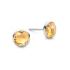 Pair of 14k white gold Grand stud earrings each featuring one 6 mm briolette cut bezel set citrine