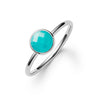 1.6 mm wide 14k white gold Grand ring featuring one 6 mm briolette cut bezel set turquoise