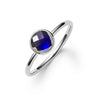 1.6 mm wide 14k white gold Grand ring featuring one 6 mm briolette cut bezel set sapphire