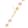 14k yellow gold 1.17 mm cable chain with a lobster claw clasp and alternating 6 mm pink sapphires and citrines