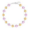 Sunset Newport Grand 14k white gold bracelet featuring alternating 6 mm briolette cut pink sapphires and citrines