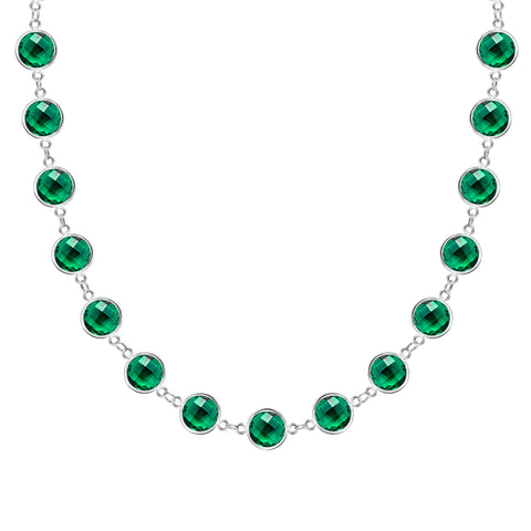 Newport Grand Emerald Necklace in 14k Gold (May) - White Gold