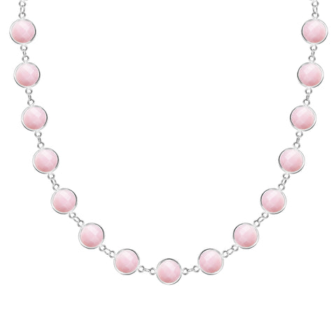 Newport Grand Pink Opal Necklace in 14k Gold (October) - White Gold