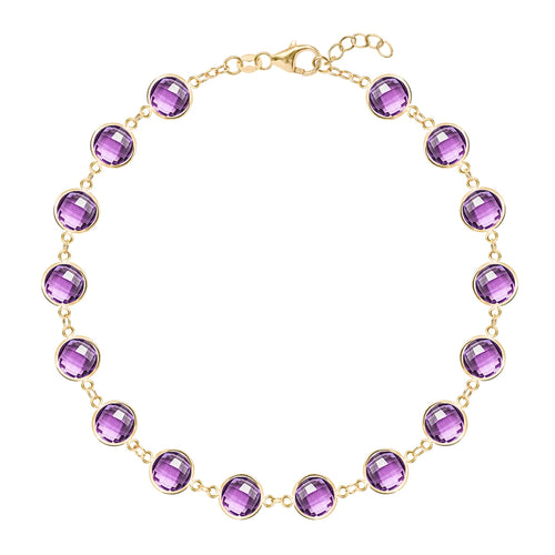 Newport Grand 14k yellow gold bracelet featuring sixteen 6 mm briolette cut bezel set amethysts - front view