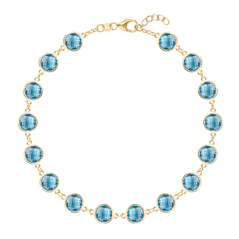 London Blue Topaz Gemstone Chunky Bead Bracelet | Real Gemstone - Ruby Lane