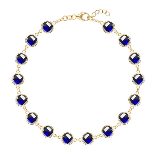 Newport Grand 14k yellow gold bracelet featuring sixteen 6 mm briolette cut bezel set sapphires - front view