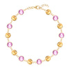 Sunset Newport Grand 14k gold bracelet featuring alternating 6 mm briolette cut pink sapphires and citrines - front view
