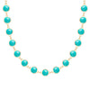Newport Grand 14k yellow gold necklace featuring 6 mm briolette cut bezel set turquoises - front view