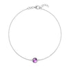 Grand 1.17 mm cable chain bracelet in 14k white gold featuring one 6 mm briolette cut bezel set amethyst