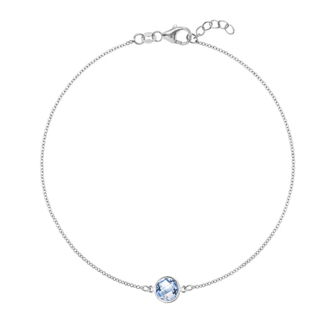 Grand 1 Aquamarine Bracelet in 14k Gold (March) - White Gold