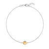 Grand 1.17 mm cable chain bracelet in 14k white gold featuring one 6 mm briolette cut bezel set citrine
