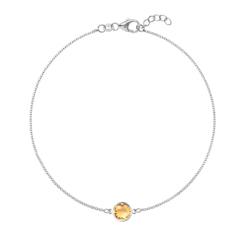 Grand 1 Citrine Bracelet in 14k Gold (November) - White Gold