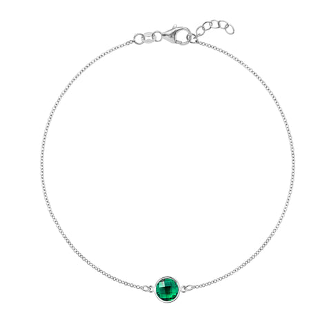 Grand 1 Emerald Bracelet in 14k Gold (May) - White Gold