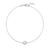 Grand 1.17 mm cable chain bracelet in 14k white gold featuring one 6 mm briolette cut bezel set moonstone