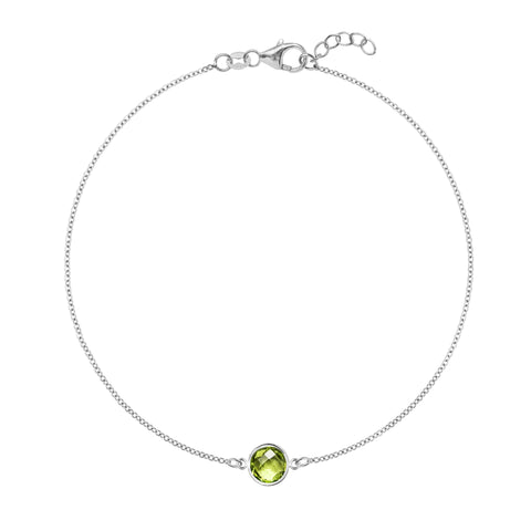 Grand 1 Peridot Bracelet in 14k Gold (August) - White Gold